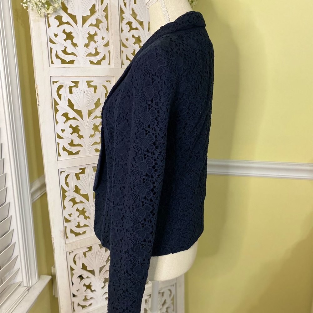 EUC Loft navy crochet lined open blazer Sz6 - Picture 7 of 12